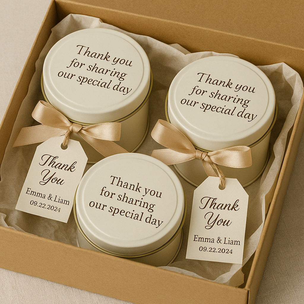 Custom Wedding Favor Candle - 4 oz Tin (Set of 12+)